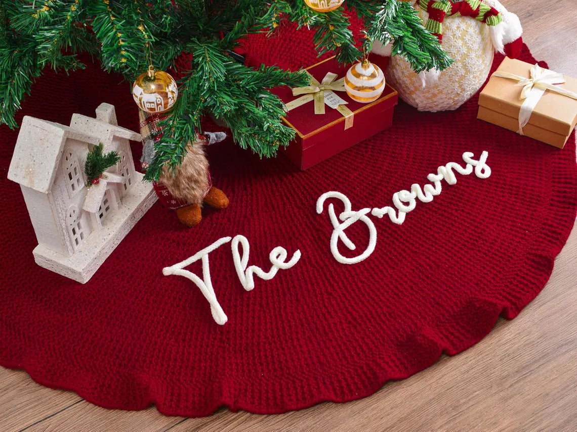Personalized Christmas Tree Skirt – Family Holiday Home Decor