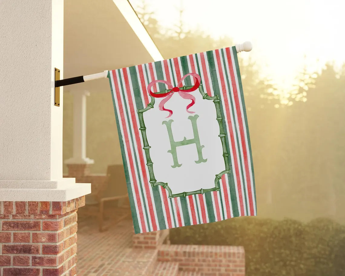 Personalized Monogram Christmas Garden Flag | Red & Green Outdoor Décor