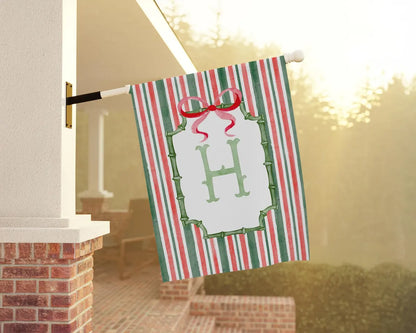 Personalized Monogram Christmas Garden Flag | Red & Green Outdoor Décor