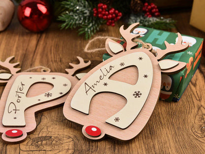 Personalized Reindeer Letter Ornament | Christmas Stocking Tag