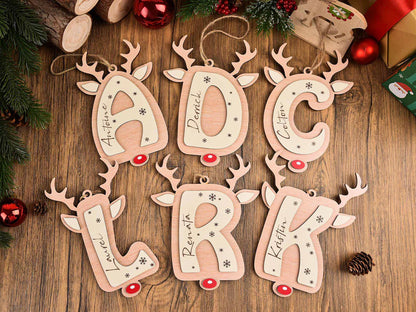 Personalized Reindeer Letter Ornament | Christmas Stocking Tag
