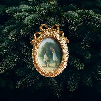 Custom Photo Oil Painting Style Frame Ornament – Family & Couple Christmas Gift