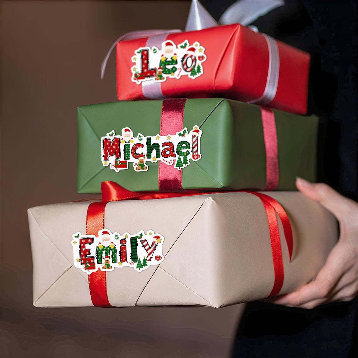 Personalized Christmas Stickers – Santa & Reindeer Gift Labels
