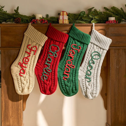 2025 Personalized Knit Christmas Stocking | Custom Embroidered Name
