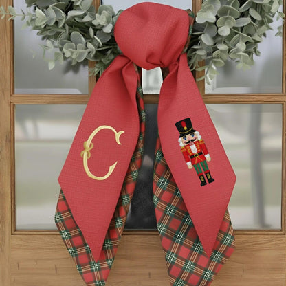 Personalized Nutcracker Wreath Sash | Embroidered Christmas Door Bow