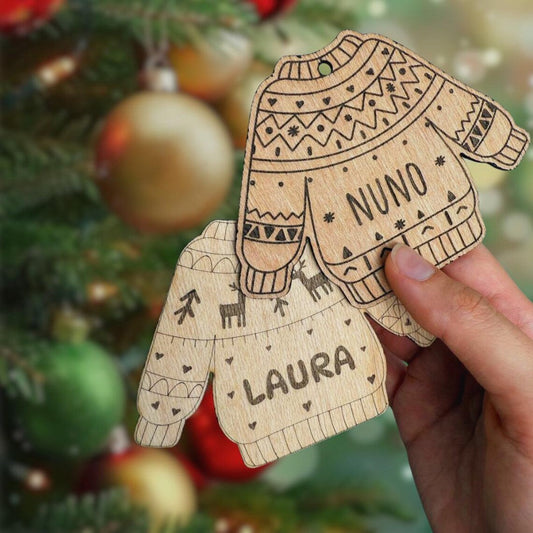Personalized Ugly Sweater Christmas Ornament – Custom Name Gift