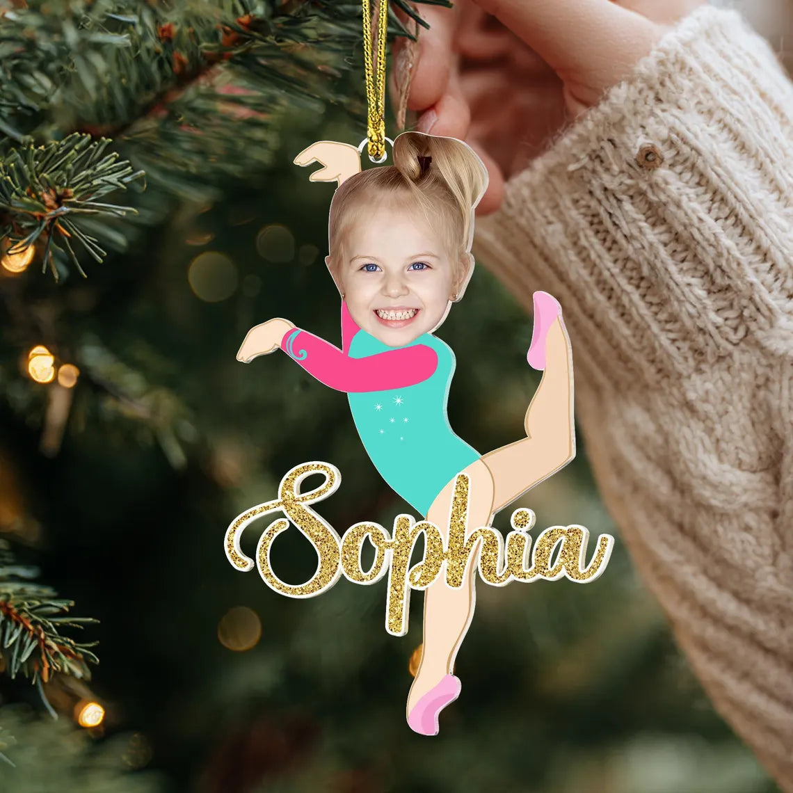 Personalized Face Gymnastics Ornament | Kids Gymnastics Gift