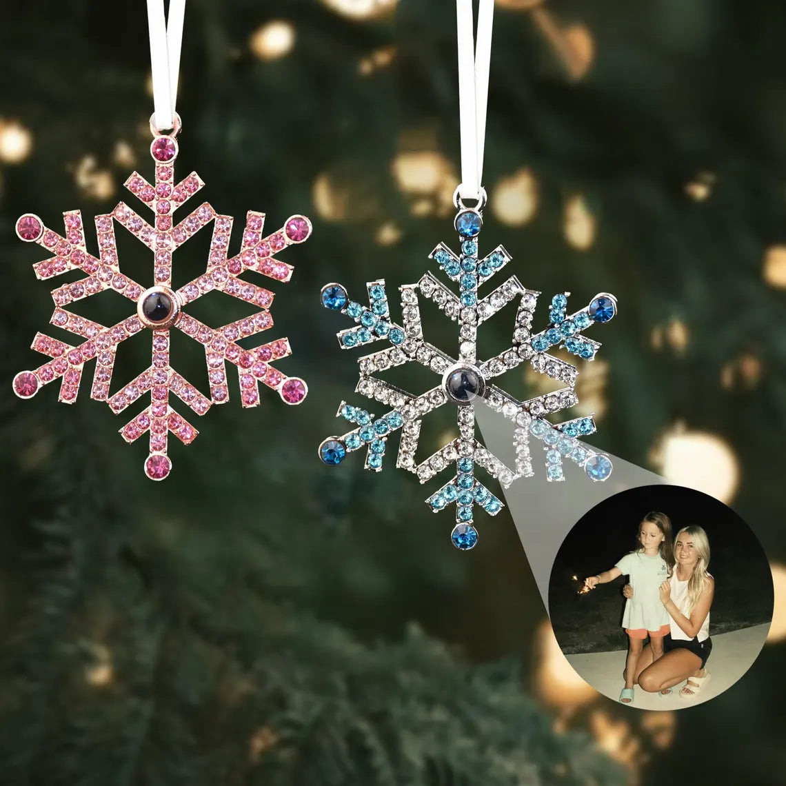 Personalized Christmas Snowflake Ornament – Custom Photo Bauble