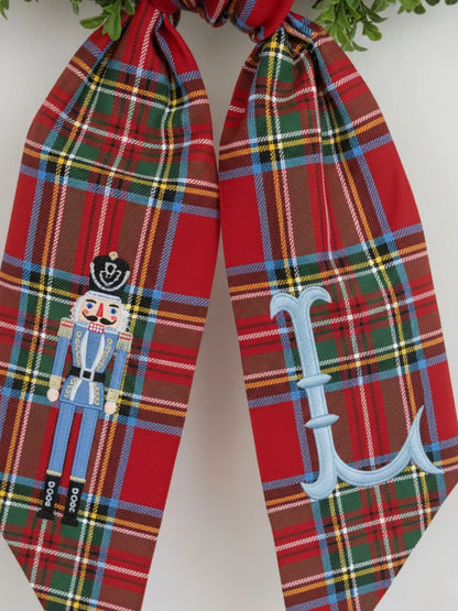 Personalized Nutcracker Christmas Wreath Sash | Embroidered Door Bow