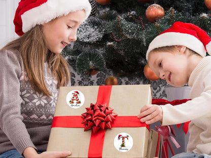 Personalized Candy Cane Christmas Name Labels – Festive Gift Stickers