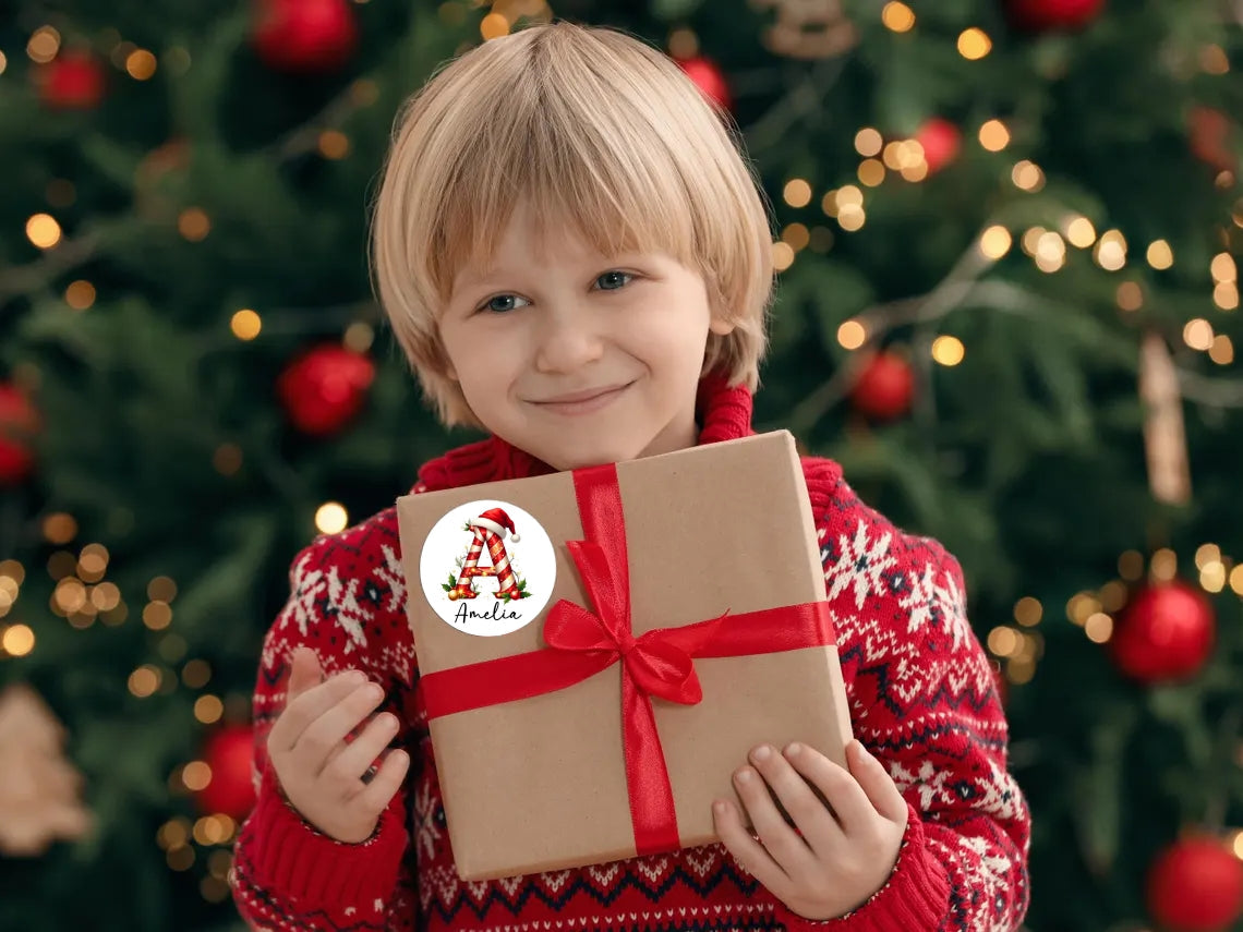 Personalized Candy Cane Christmas Name Labels – Festive Gift Stickers