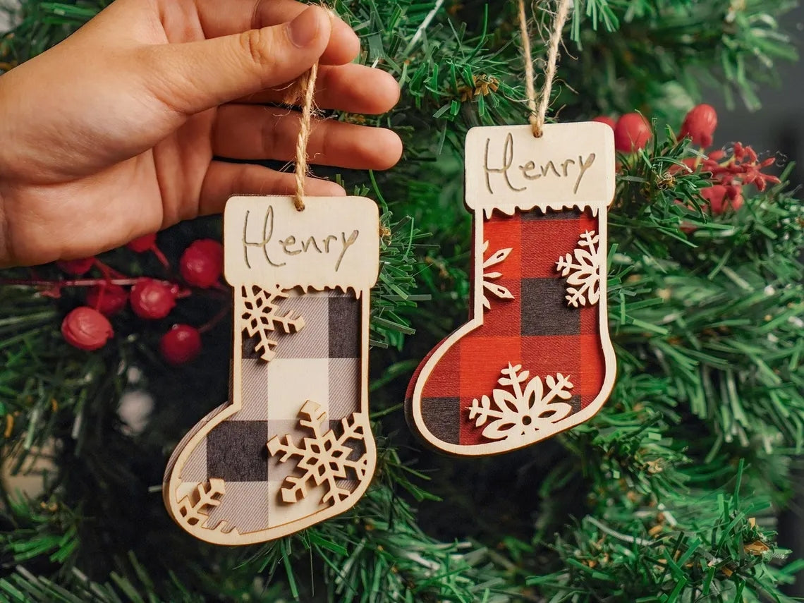 Personalized Family Christmas Ornament | Custom Wooden Stocking