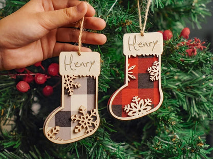 Personalized Family Christmas Ornament | Custom Wooden Stocking