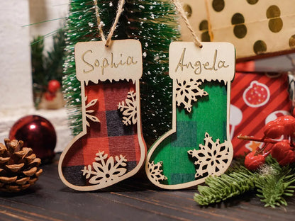 Personalized Family Christmas Ornament | Custom Wooden Stocking