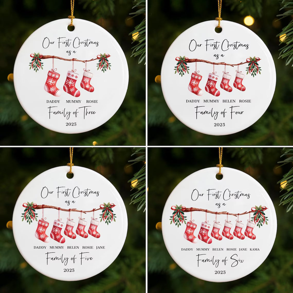 Personalized Family Christmas Ornament 2025 | Family of 3-6