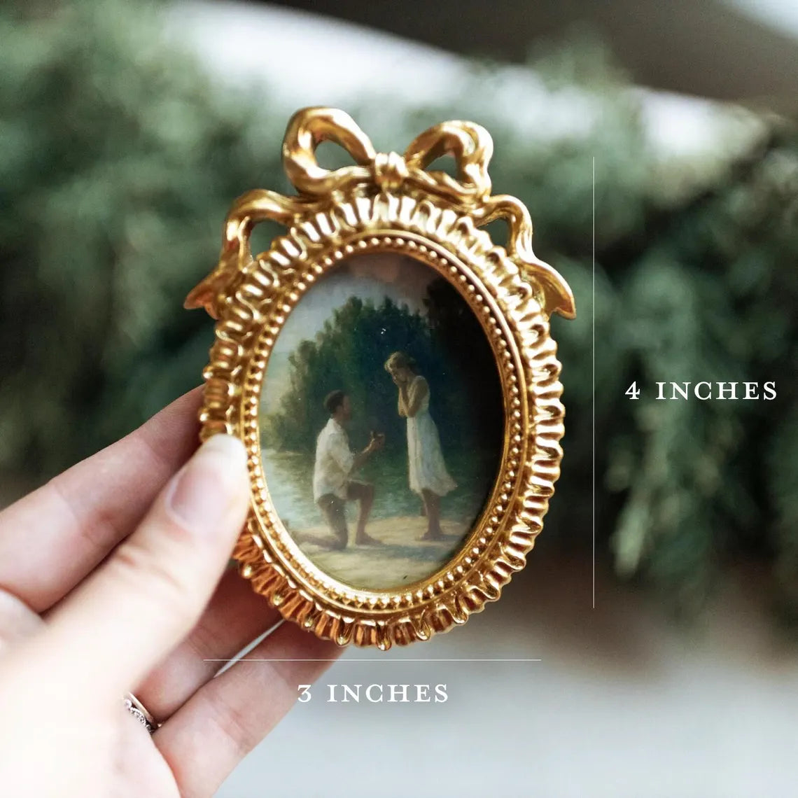 Custom Photo Oil Painting Style Frame Ornament – Family & Couple Christmas Gift