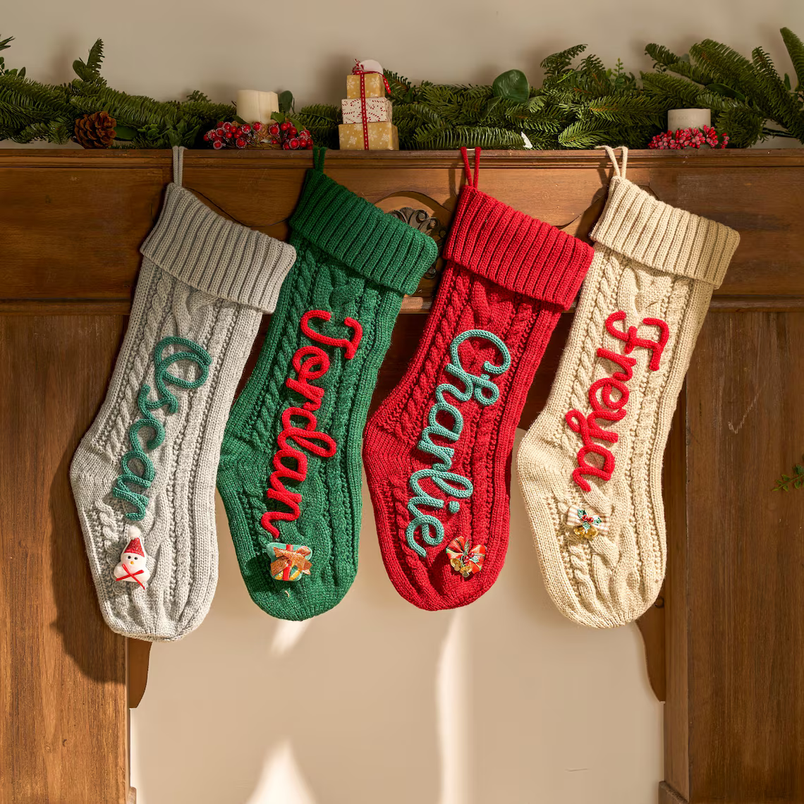 2025 Personalized Knit Christmas Stocking | Custom Embroidered Name