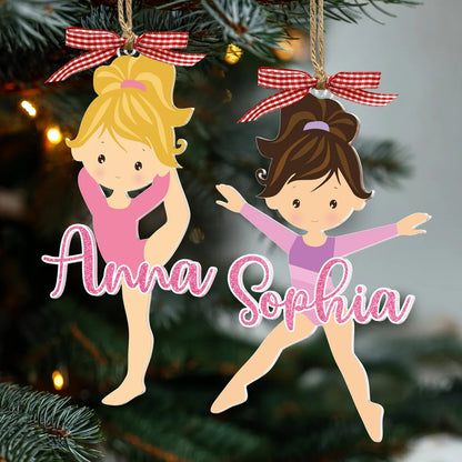 Personalized Girls Gymnastics Acrylic Ornament | Custom Gymnast Gif