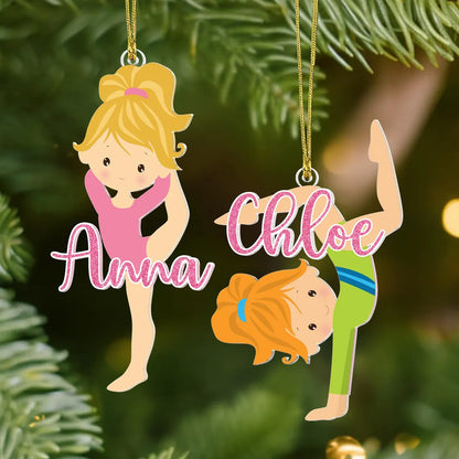 Personalized Girls Gymnastics Acrylic Ornament | Custom Gymnast Gif