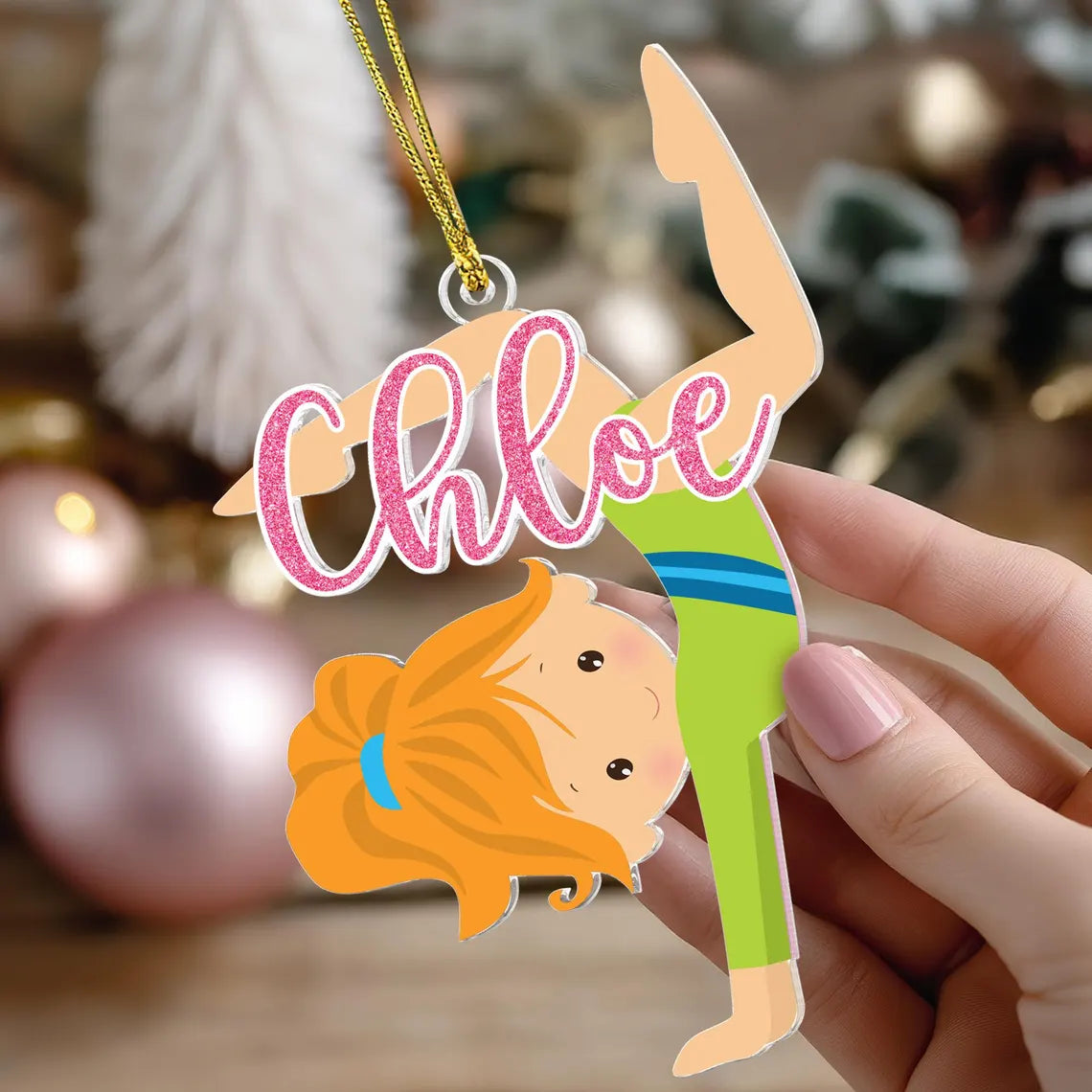 Personalized Girls Gymnastics Acrylic Ornament | Custom Gymnast Gif