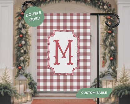 Personalized Monogram Christmas Garden Flag | Red & Green Outdoor Décor