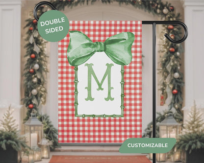 Personalized Monogram Christmas Garden Flag | Red & Green Outdoor Décor