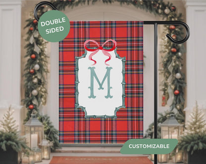 Personalized Monogram Christmas Garden Flag | Red & Green Outdoor Décor