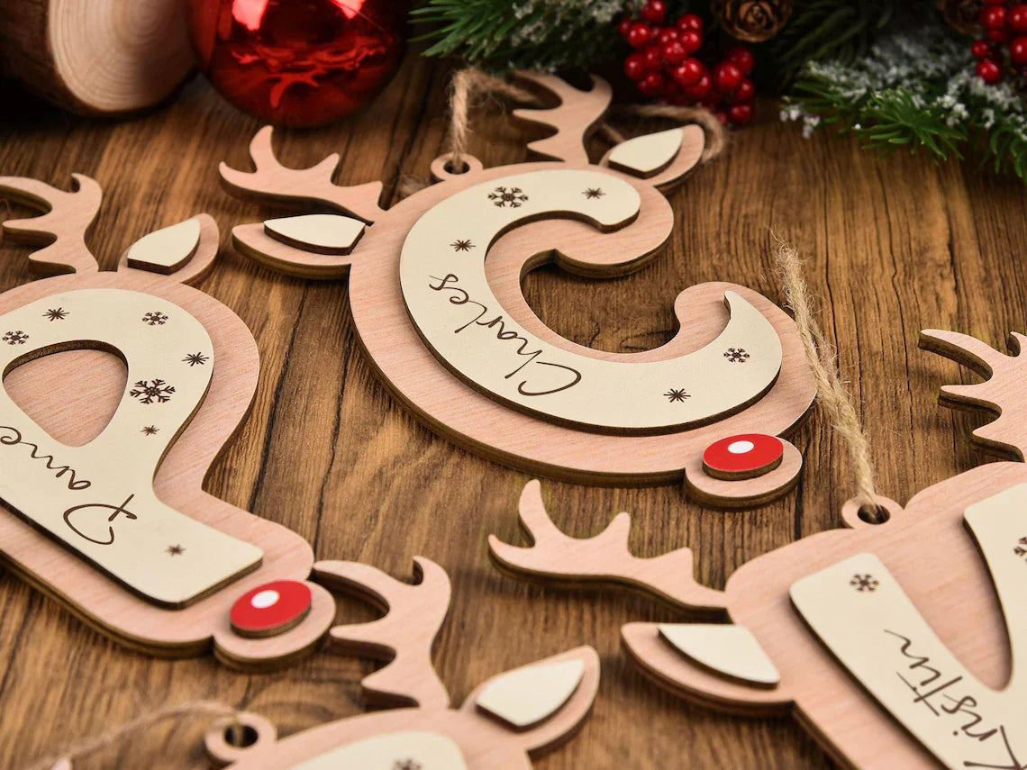 Personalized Reindeer Letter Ornament | Christmas Stocking Tag