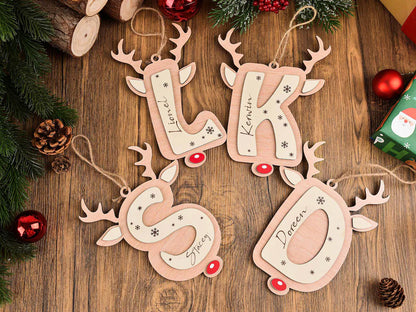 Personalized Reindeer Letter Ornament | Christmas Stocking Tag