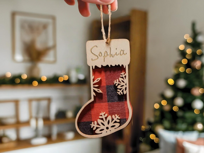 Personalized Family Christmas Ornament | Custom Wooden Stocking