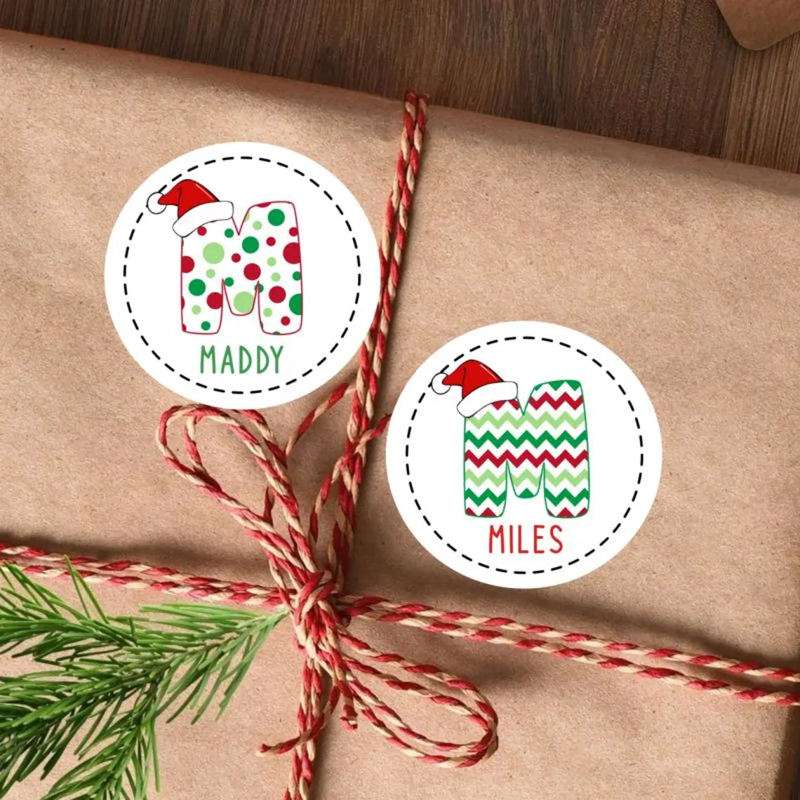 Personalized Kids Christmas Mistletoe Name Labels | Holiday Gift Stickers 2025