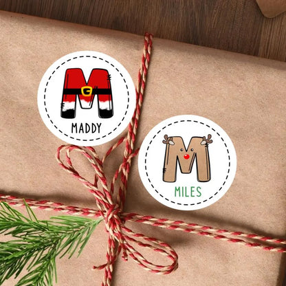 Personalized Kids Christmas Mistletoe Name Labels | Holiday Gift Stickers 2025