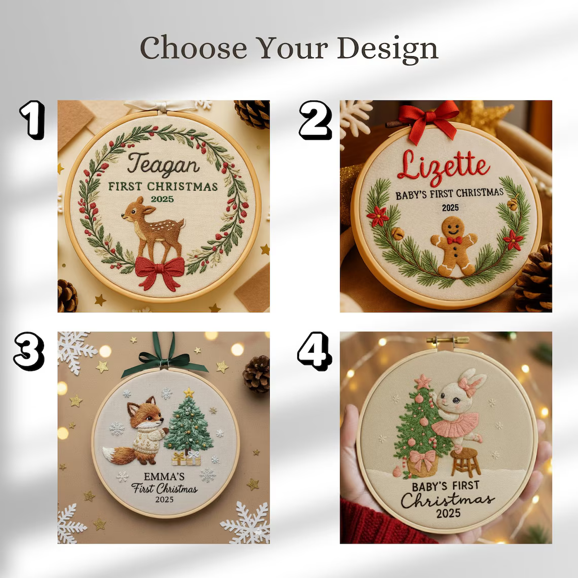 Baby’s First Christmas Embroidery Ornament | Personalized Embroidered Keepsake 2025