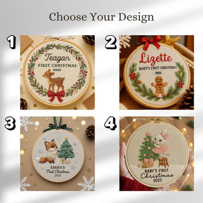 Baby’s First Christmas Embroidery Ornament | Personalized Embroidered Keepsake 2025
