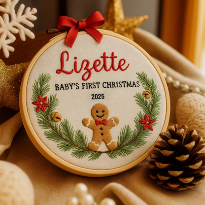 Baby’s First Christmas Embroidery Ornament | Personalized Embroidered Keepsake 2025