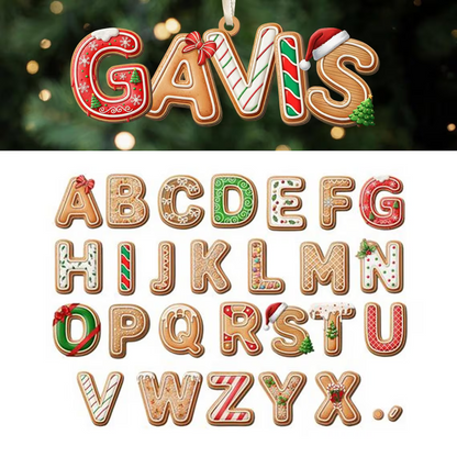 Personalized Acrylic Gingerbread Name Christmas Ornament | Kids Wooden Stocking Tag 2025