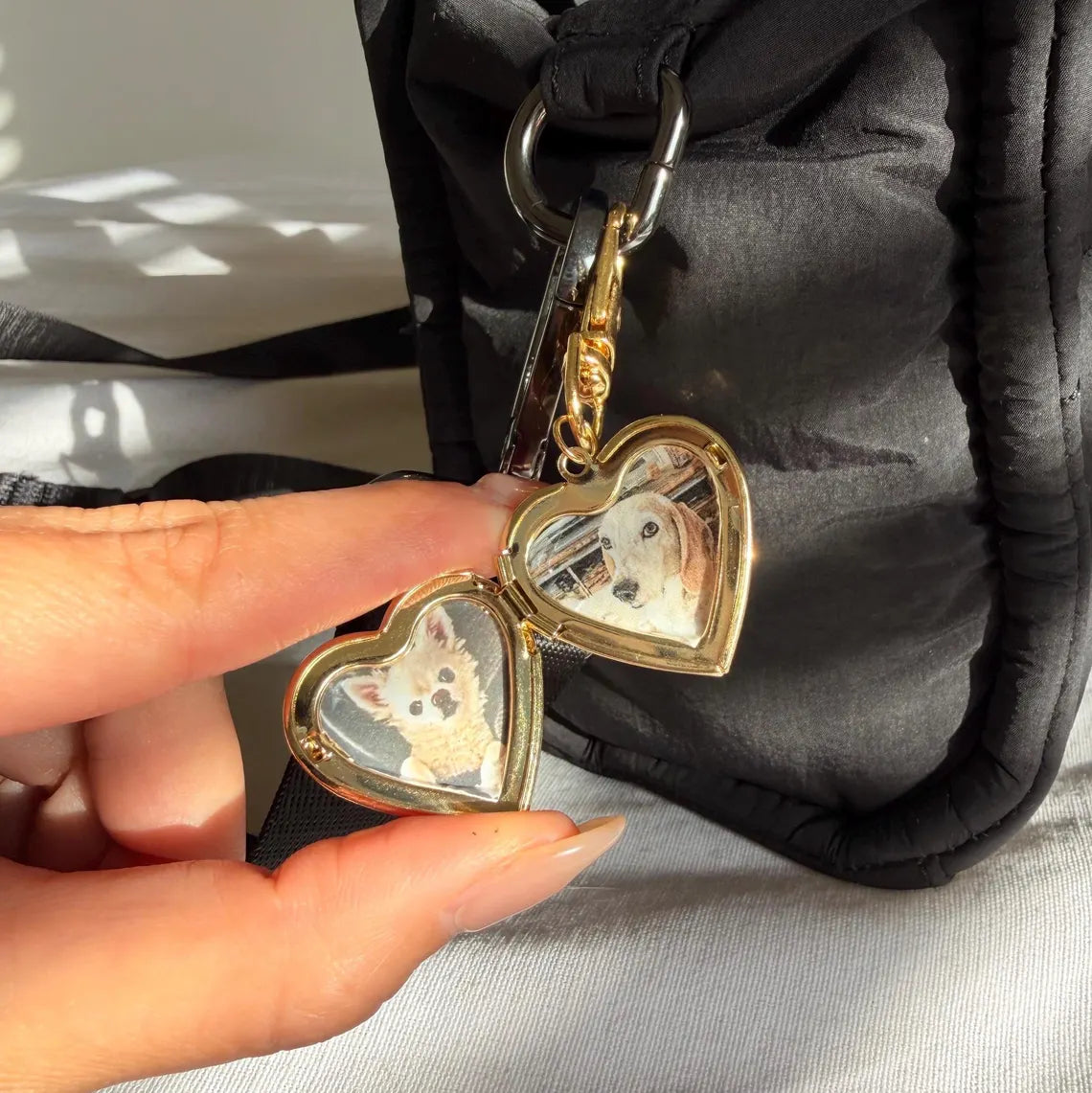 Personalized Heart Locket Keychain & Bag Charm – Custom Initials & Birthstones