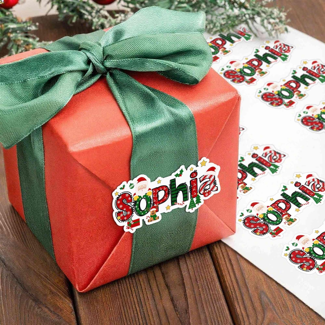 Personalized Christmas Stickers – Santa & Reindeer Gift Labels