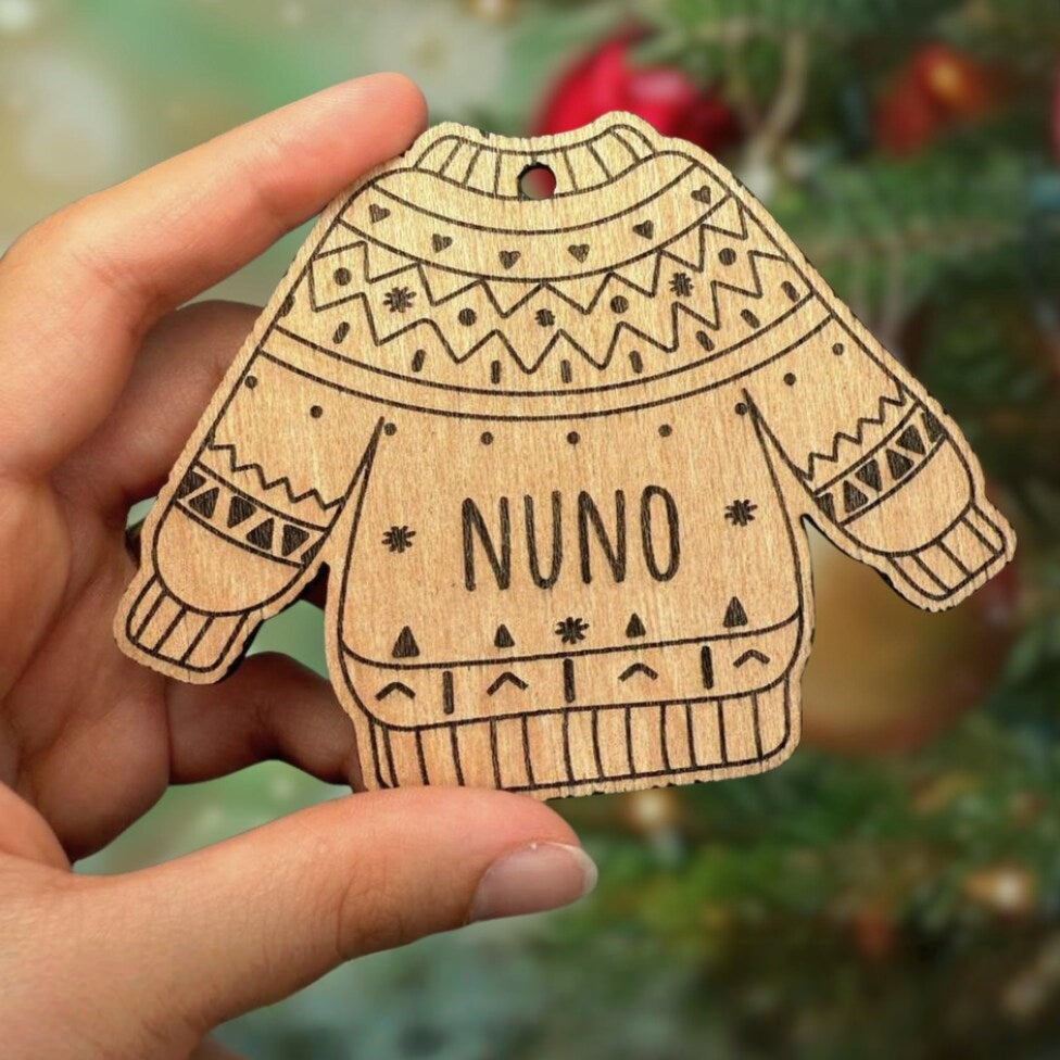 Personalized Ugly Sweater Christmas Ornament – Custom Name Gift