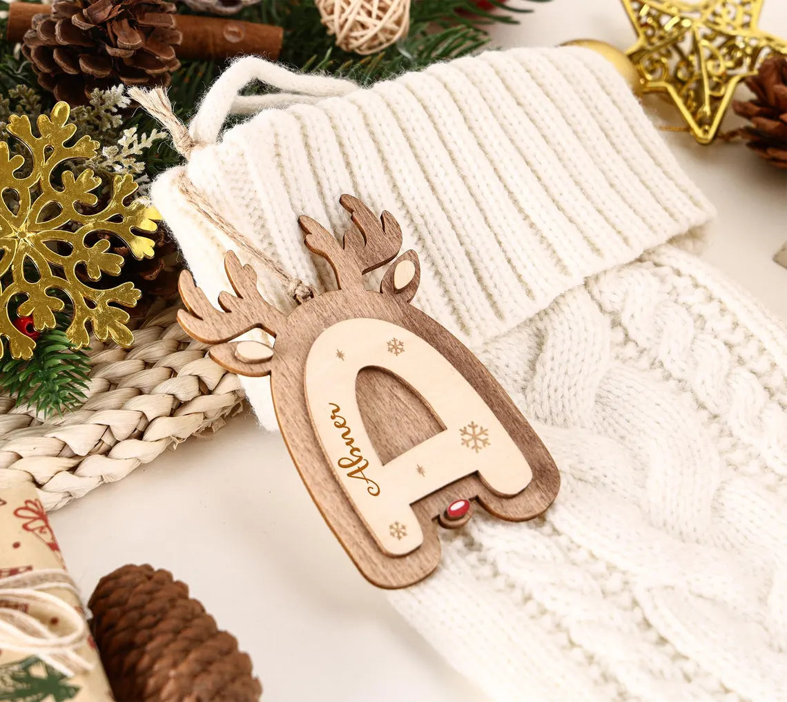 Personalized Reindeer Christmas Name Ornament – Family Holiday Decor