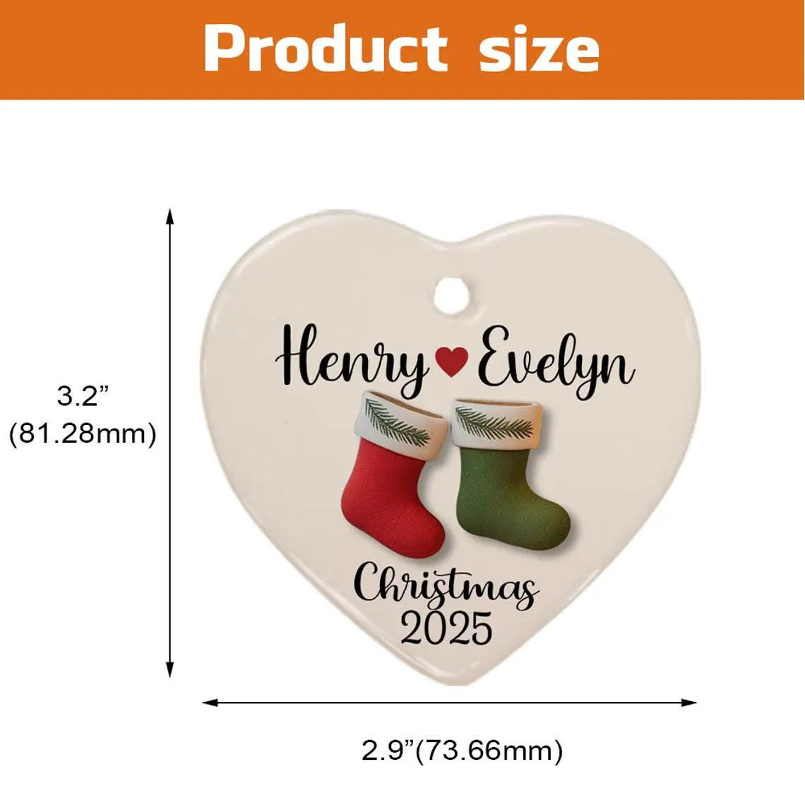 Personalized Couple Christmas Ornament 2025 | Custom Ceramic Keepsake Gift for Couples