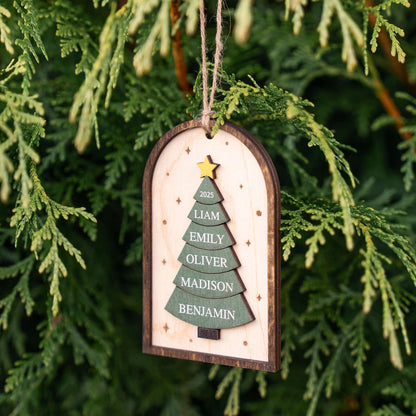 Personalized 2025 Family Christmas Ornament | Custom 3D Wood Keepsake