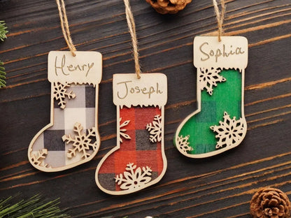 Personalized Family Christmas Ornament | Custom Wooden Stocking