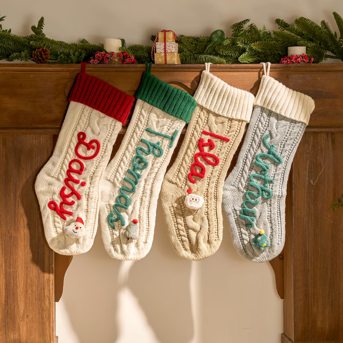 2025 Personalized Knit Christmas Stocking | Custom Embroidered Name