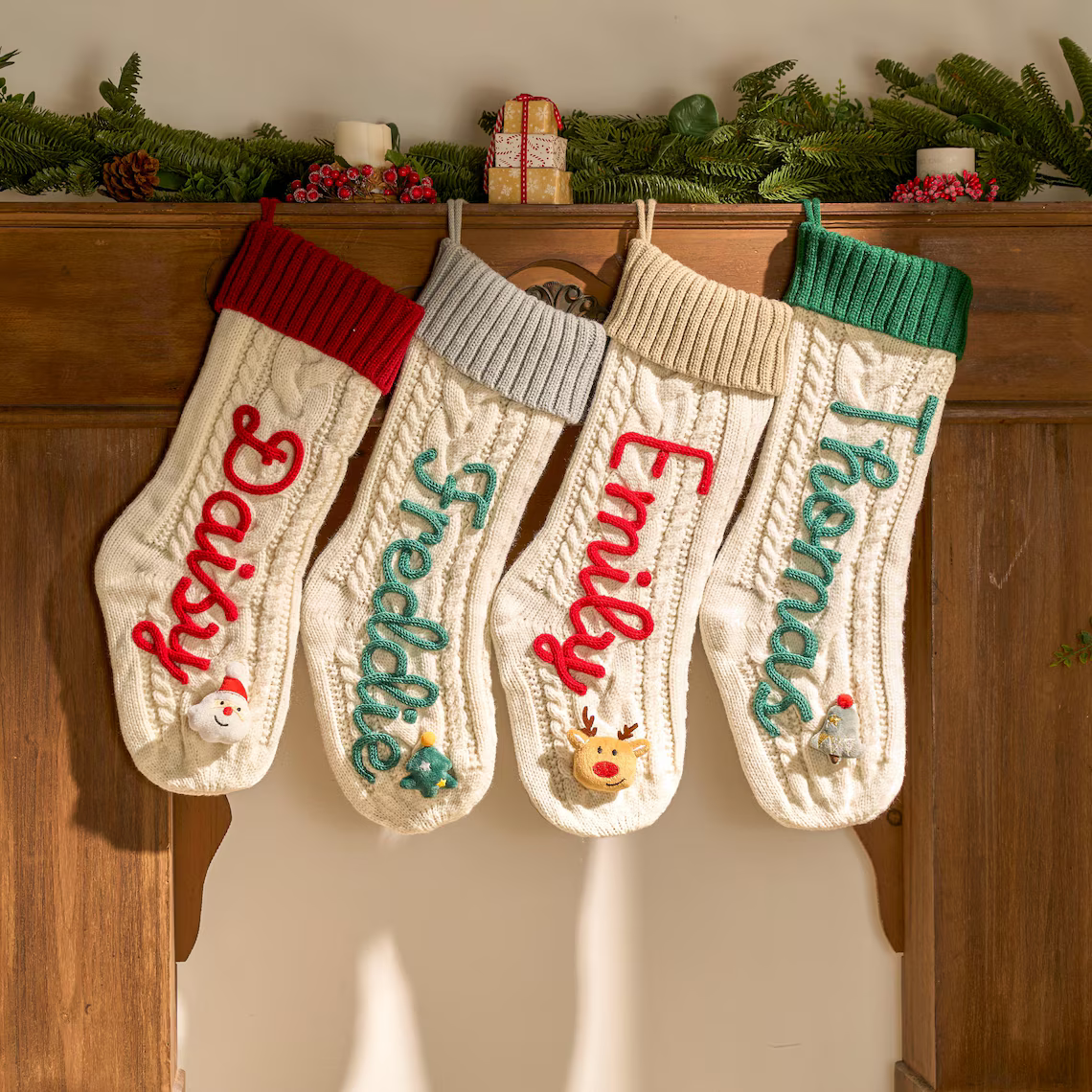 2025 Personalized Knit Christmas Stocking | Custom Embroidered Name