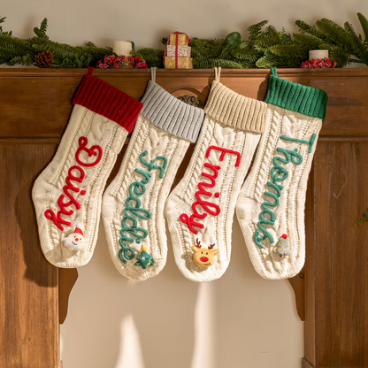 2025 Personalized Knit Christmas Stocking | Custom Embroidered Name