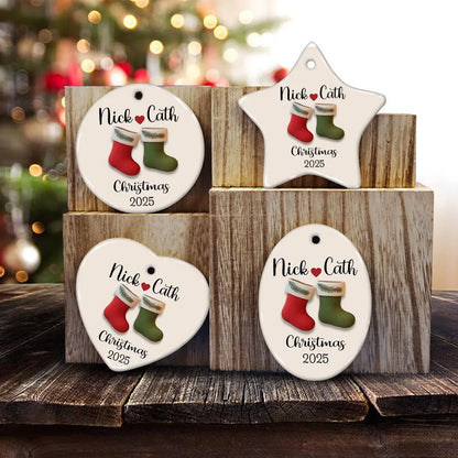 Personalized Couple Christmas Ornament 2025 | Custom Ceramic Keepsake Gift for Couples