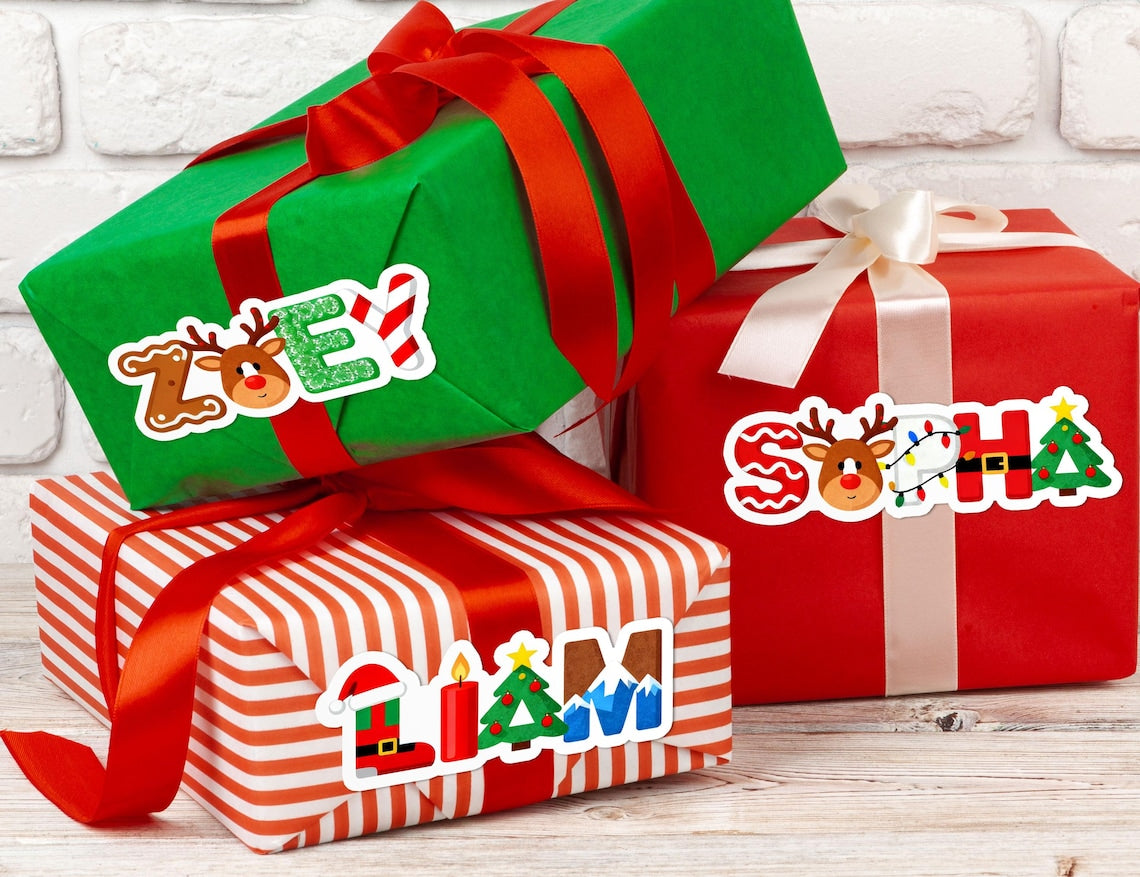 Personalized Christmas Name Labels | Custom Gift Stickers