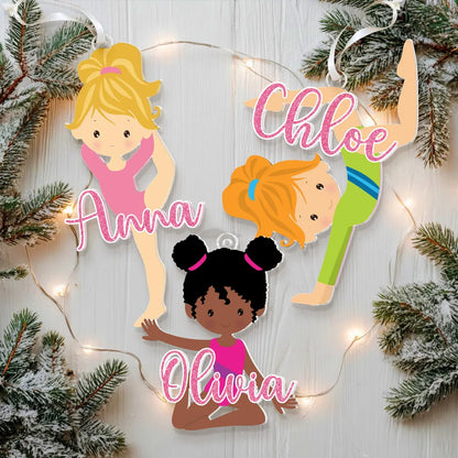 Personalized Girls Gymnastics Acrylic Ornament | Custom Gymnast Gif