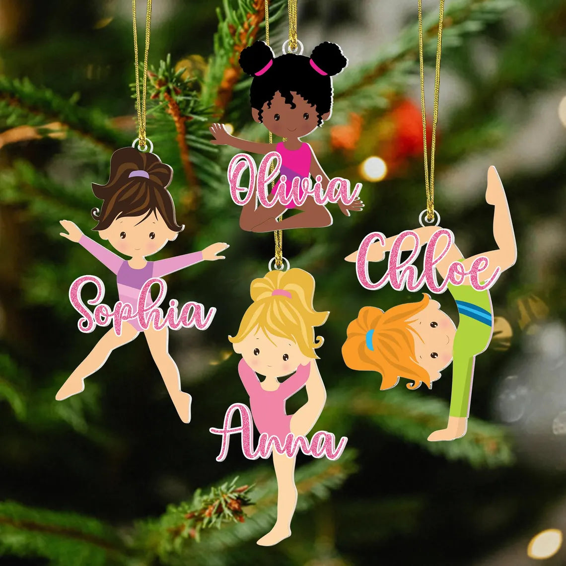 Personalized Girls Gymnastics Acrylic Ornament | Custom Gymnast Gif